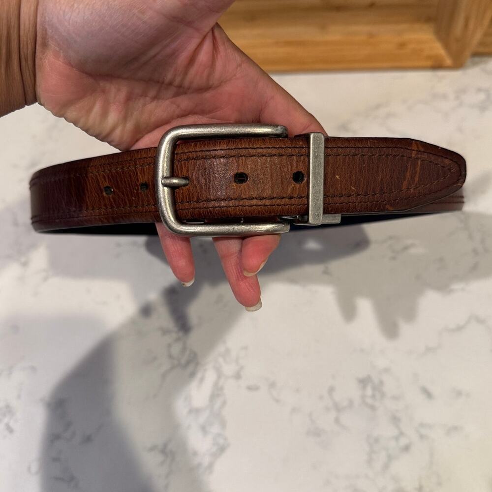 Columbia reversible black brown leather belt size 32 unisex casual versatile - Picture 2 of 7